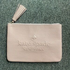 kate spade blush pink embossed leather tassel pouch